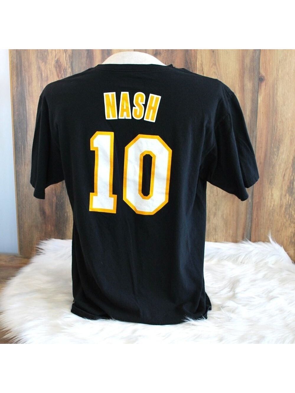NBA Adidas Go To Tee Lakers Nash 10 Cotton Tee Black/Yellow XL